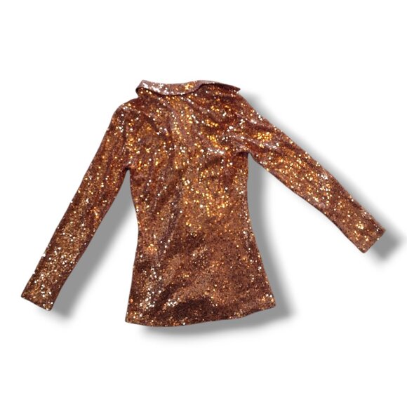 Nordstrom DR2 Sequin Ruched Long Sleeve Button Up Shirt - Picture 3 of 3